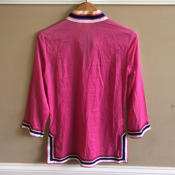 Tory Burch Pink Linen Cotton Tunic Top, Size 6 - Picture 4 of 13